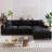 114.5'' Corduroy Couch With 2 Pillows Oversized Sofa L Shaped Sectional Couch With Reversible Chaise-535903899