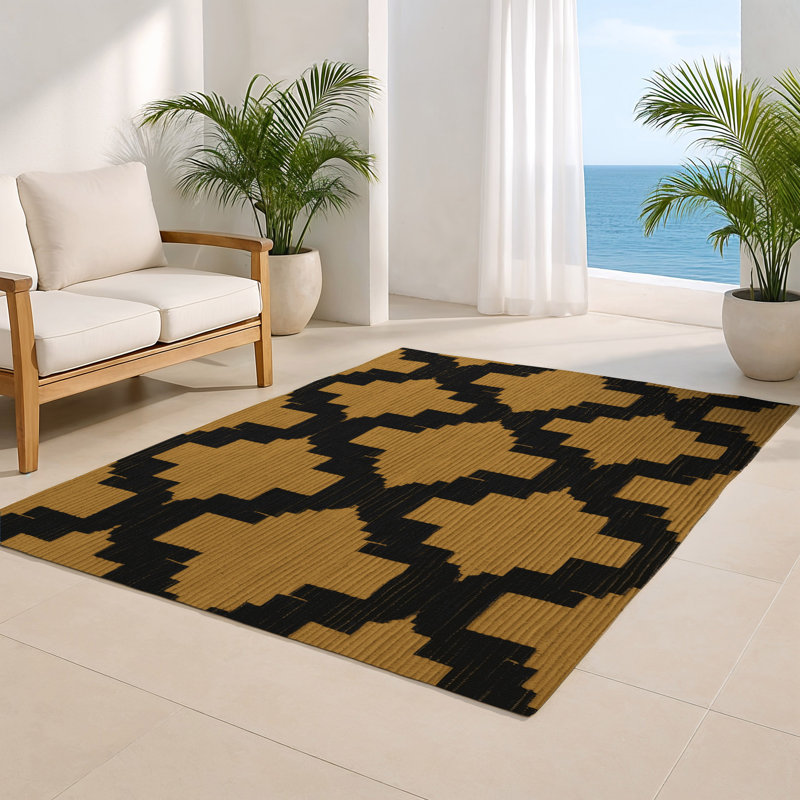 Tapis noir intérieur et extérieur Trellis, Rectangulaire 2 pi x 3 pi