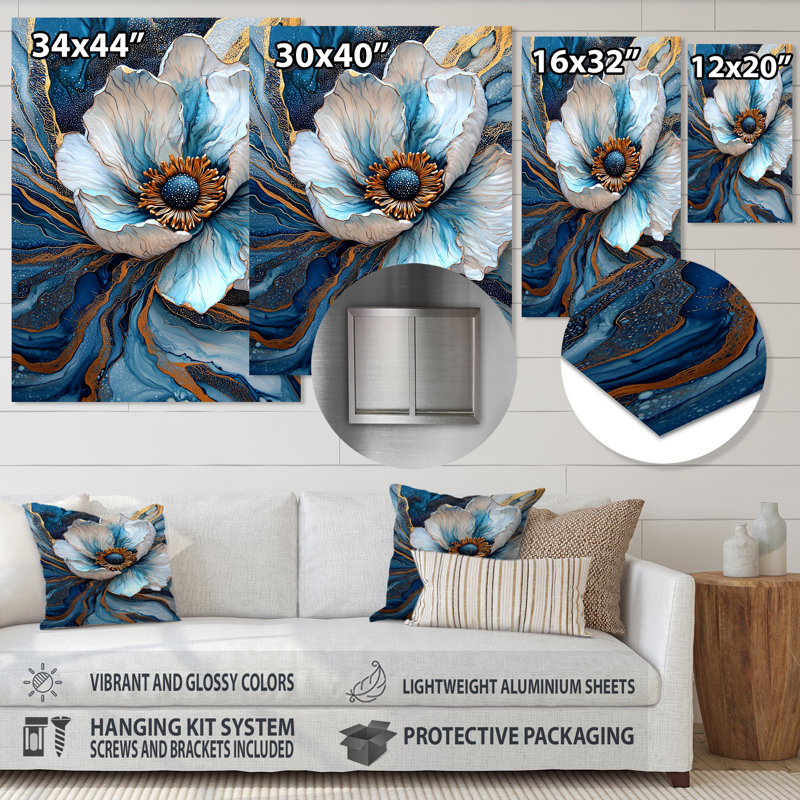 Emeraude sérénade de fleurs d'anémone IV - coquelicots, impression sur métal traditionnelle, H 40 po x l 30 po x P 0,84 po