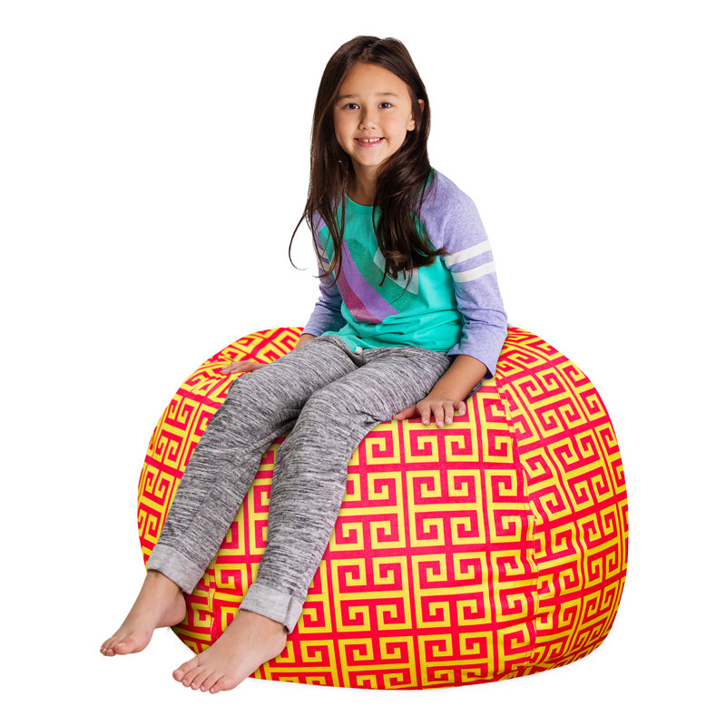 Housse pour fauteuil à billes Kids, Grand - 38 po, Motif de volutes rouge et jaune