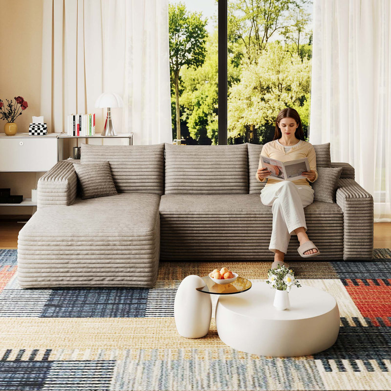 Canapé modulaire en tissu velours côtelé Cloud, Camel Corduroy, Left Hand Facing