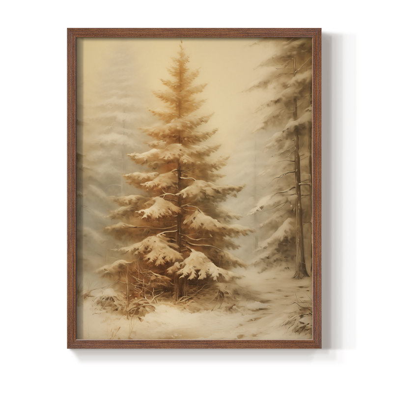 «Christmas Holiday Art», impression encadrée en bois massif, H 15 po x l 12 po, Noyer