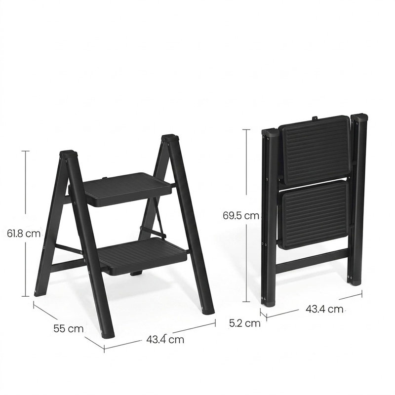 Steel Step Ladder, 61cm H, Grey, 43cm W