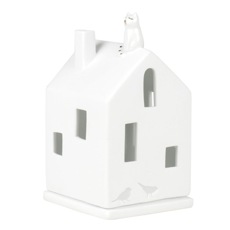 Porcelain Stories Maison de village avec chat - 5,1 po