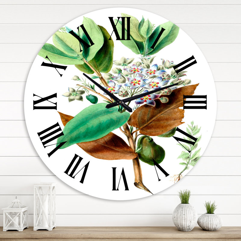 Vintage Plant Life XXV III - Horloge murale traditionnelle, Grand