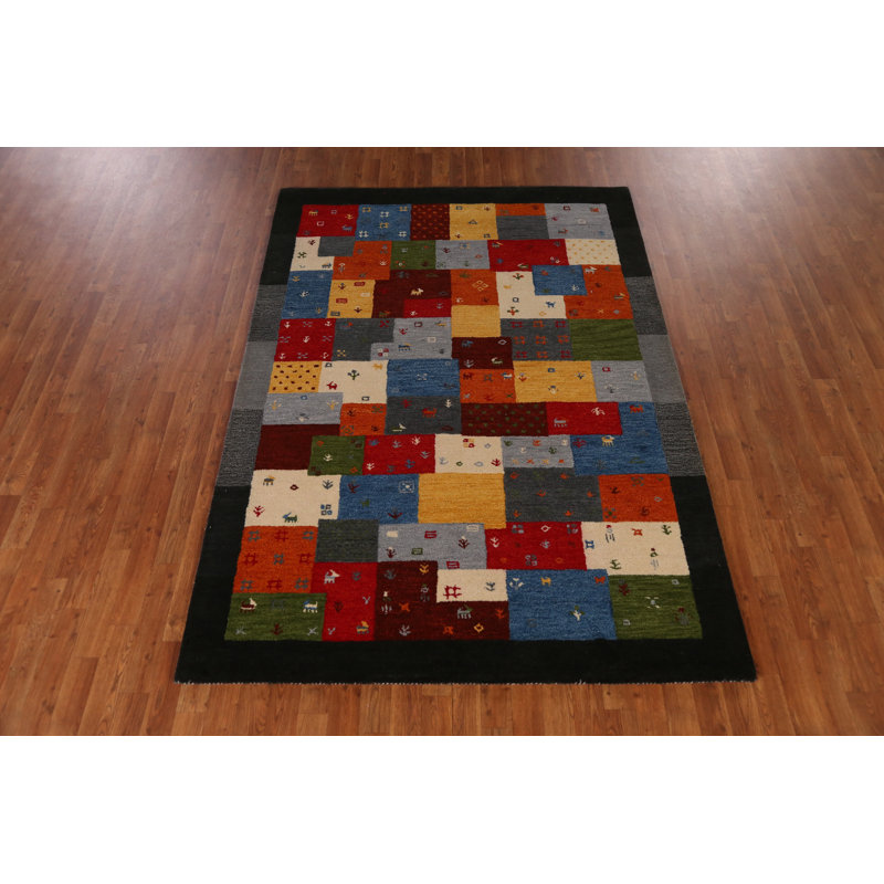 Tapis tribal à motif géométrique Gabbeh 5 x 8