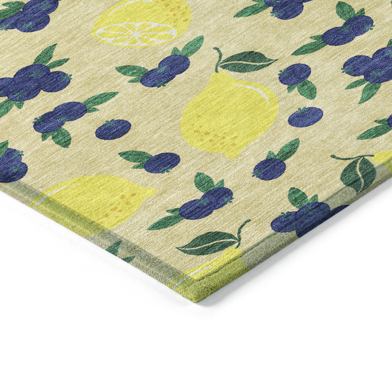 Machine Washable Indoor/Outdoor Bourkelands ACN2354 Fruits Rug, Rectangle 8' x 10'