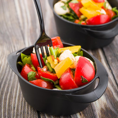 Restaurantware-3 Ounce Mini Serving Dishes, 100 Disposable Mini Appetizer Dishes - Built-In Handles, Rectangle, Black Plastic Mini Casserole Dishes, Serve Snacks or Desserts