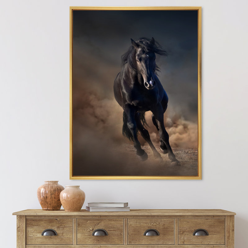 Portrait d'un cheval étalon Purius I - impression maison de campagne, H 32 po x l 24 po x P 1 po, Cadre flottant doré