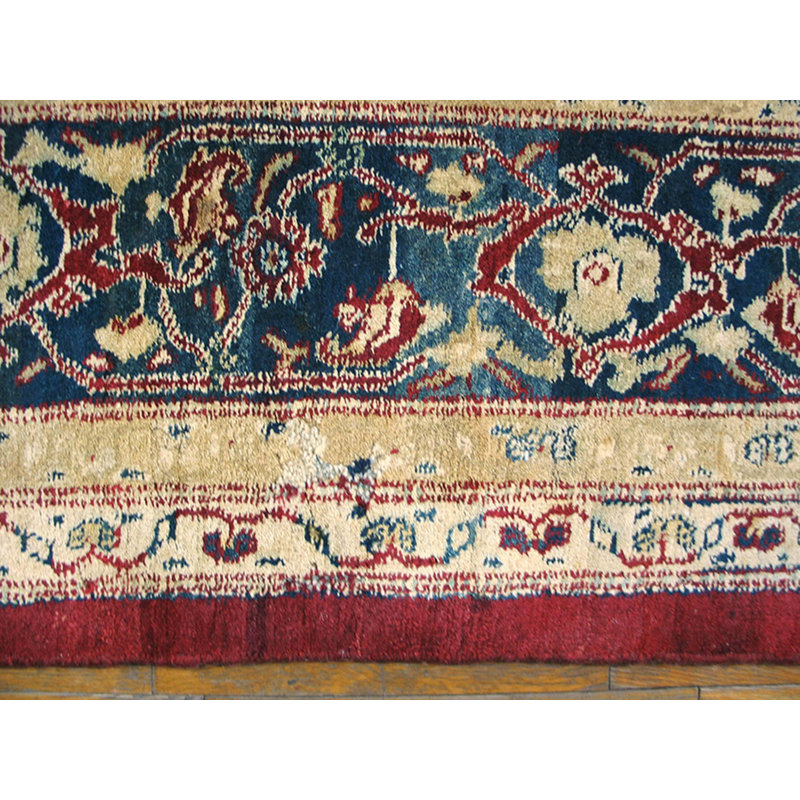 Square Shape Allover Herati Pattern Antique Classic Rich Red Color Agra Rug