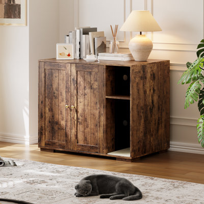 Grande armoire à litière robotisée pour chat, litière à l'épreuve des chiens avec tablette de protection