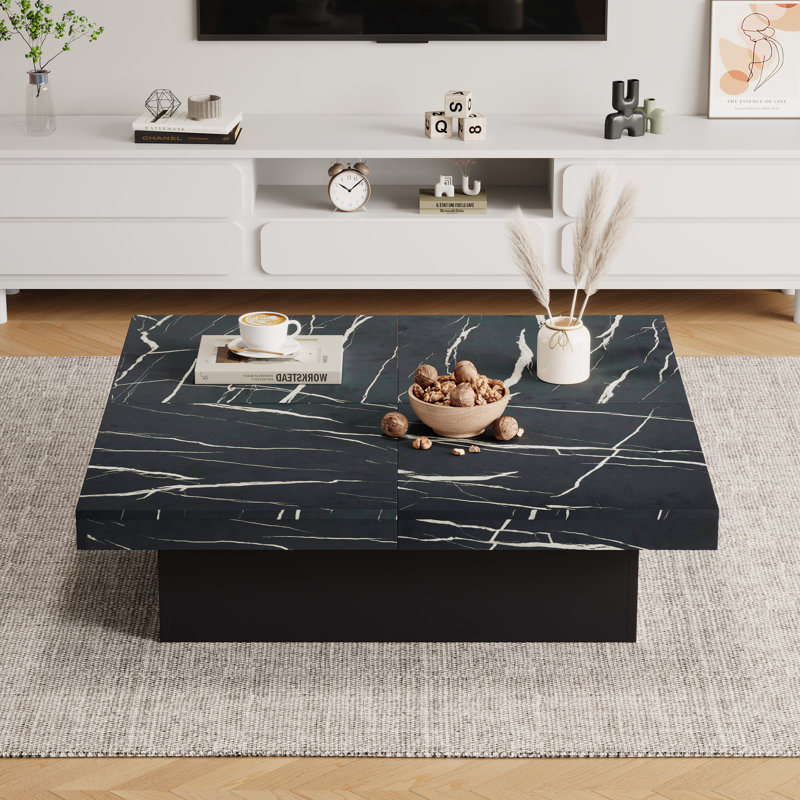 Frame Coffee Table with Storage, Black