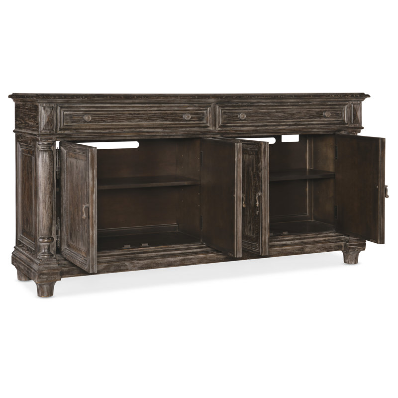 76'' White Traditional Pine Oak Maple Sideboard