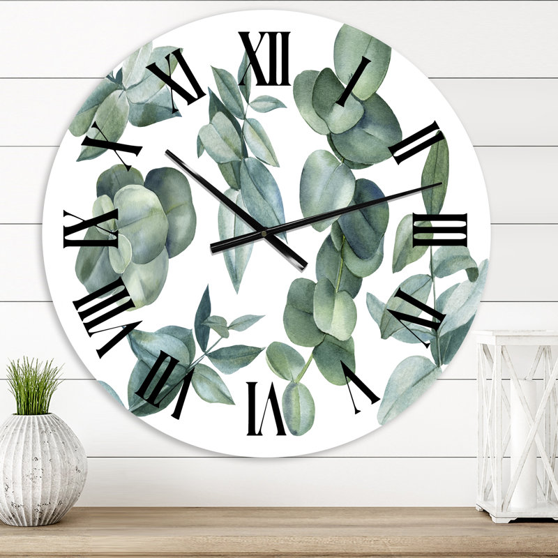 Feuilles d'eucalyptus vert foncé - Horloge murale traditionnelle, Petit