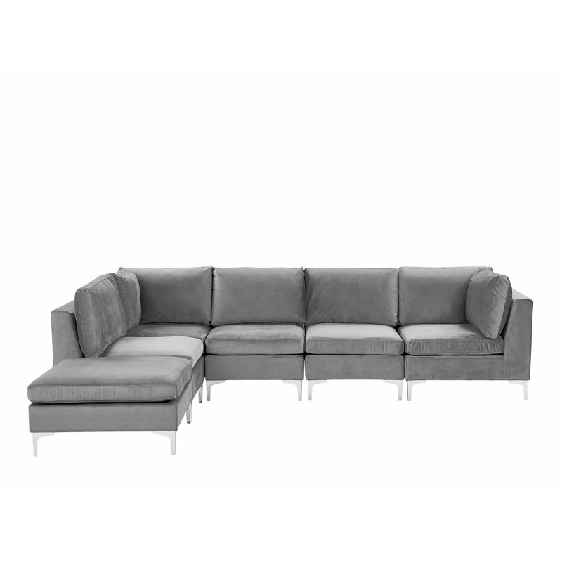 Donita 5 Seater Velvet Corner Sofa , 84cm H x 340cm W x 255cm D, Left Hand Facing, Grey
