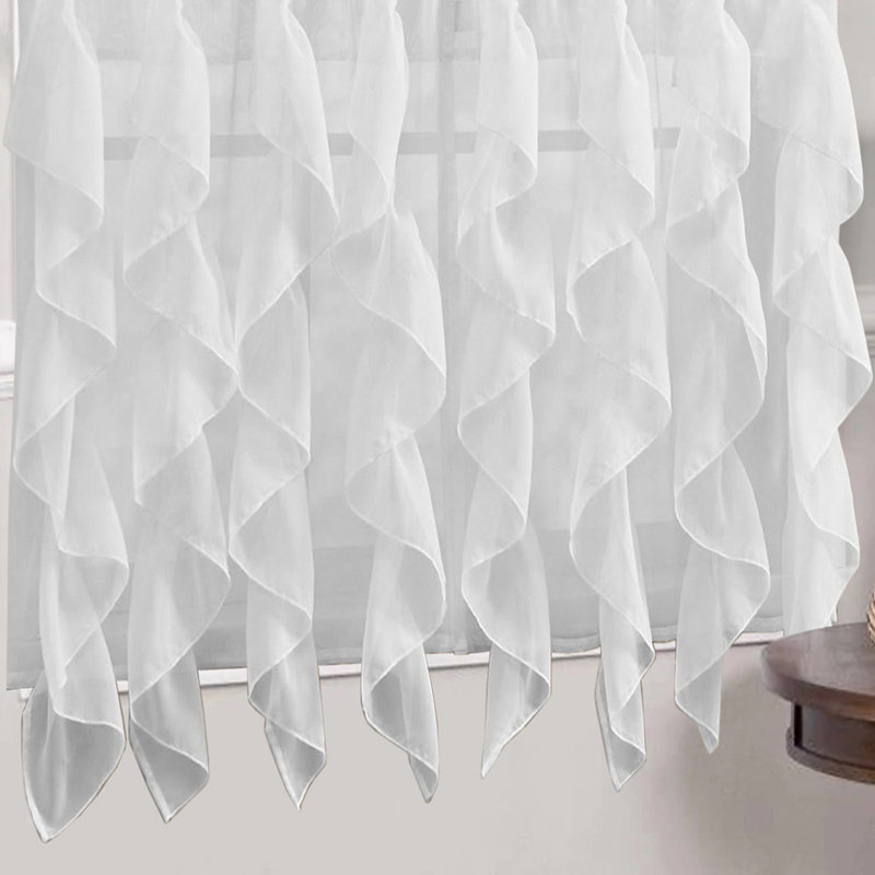 Panneau de rideau simple semi-diaphane avec passe-tringle Fulda, Blanc, l 50 po x L 84 po