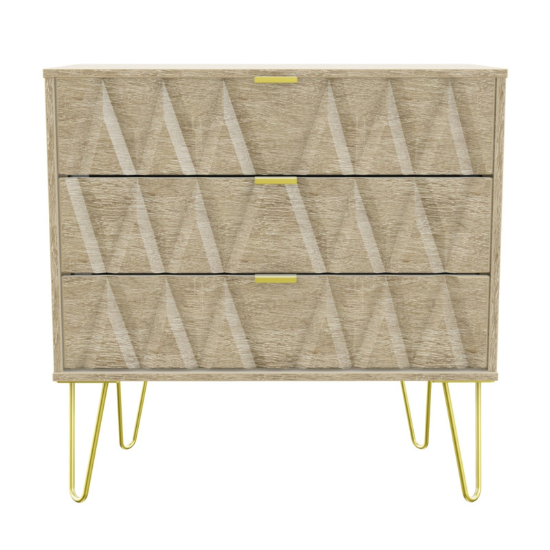 Fully Assembled Cerys 3 Drawer 76.5Cm W Chest of Drawers, Brown