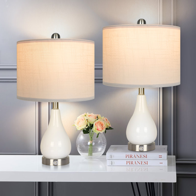 Alysiana Ceramic Touch Control Dimmable Table Lamp With USB