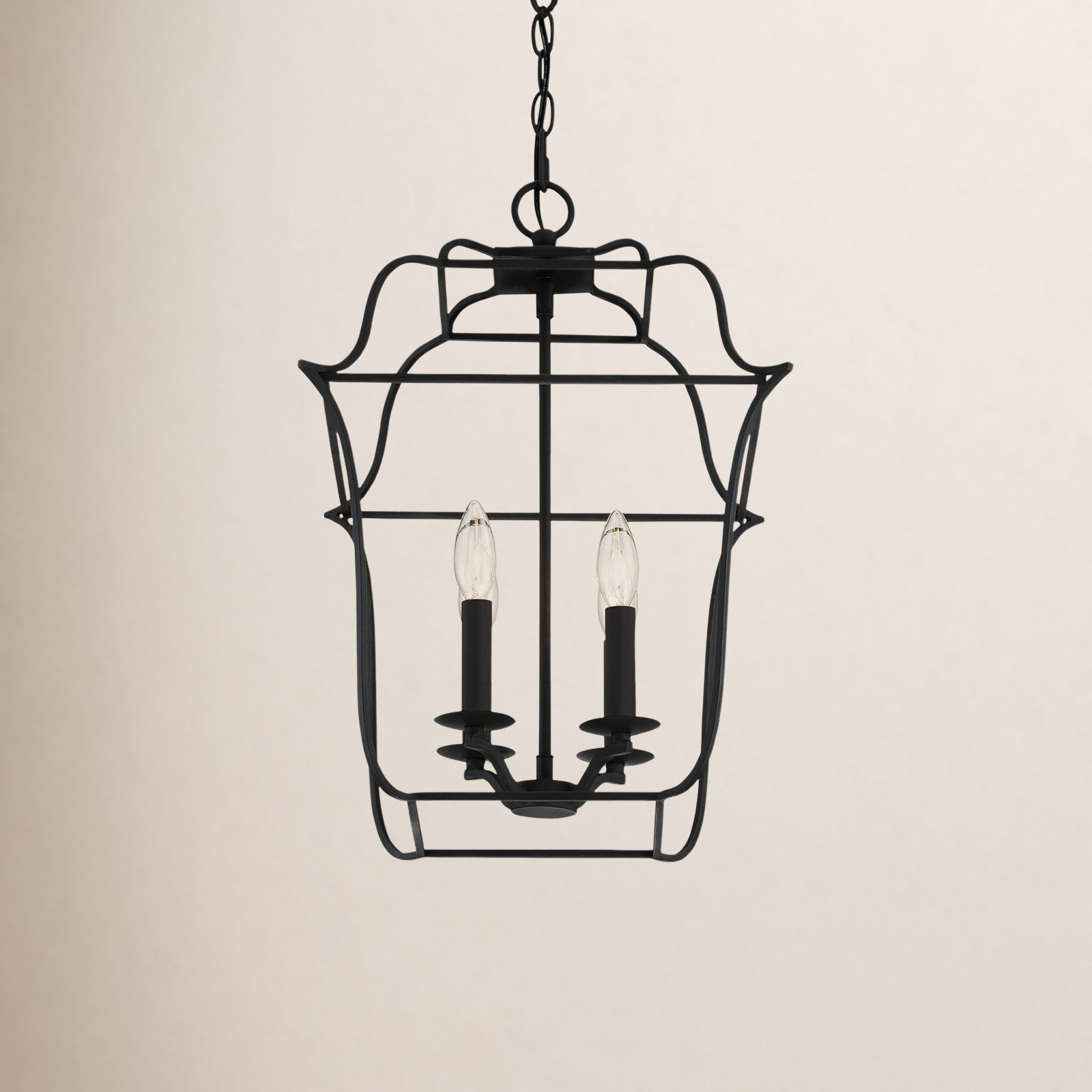 Lark 4 - Light Lantern Geometric Chandelier, Royal Ebony, 4, 20" H x 14" W x 14" D