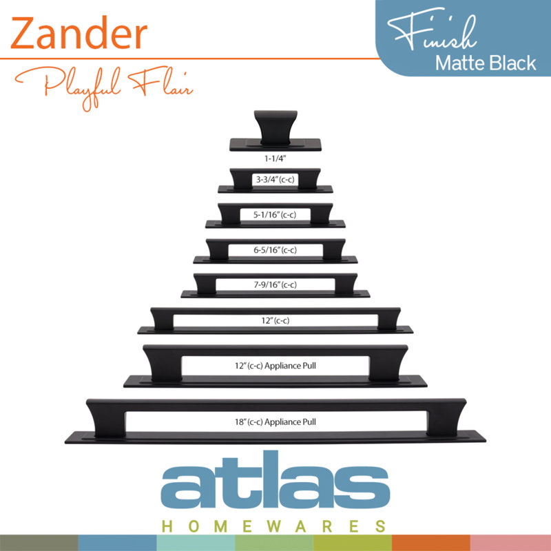 Zander Appliance Pull, Matte Black, 18"
