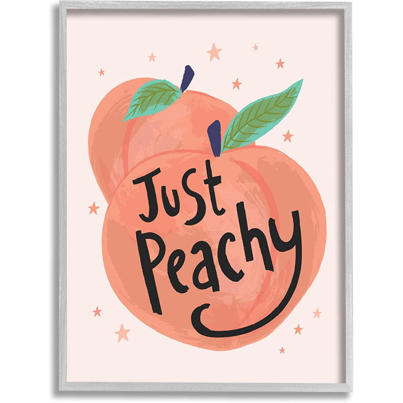«Just Peachy Ripe Fruit Illustration Sparkling Star», art textuel sur panneau de fibres à densité moyenne, H 14 po x l 11 po