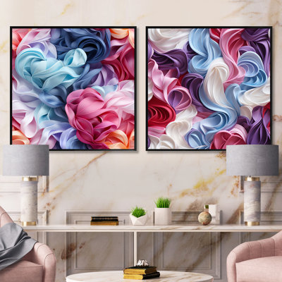 Pink And Blue Love Whispers Of Romance - Abstract Square Collage Set Of 2