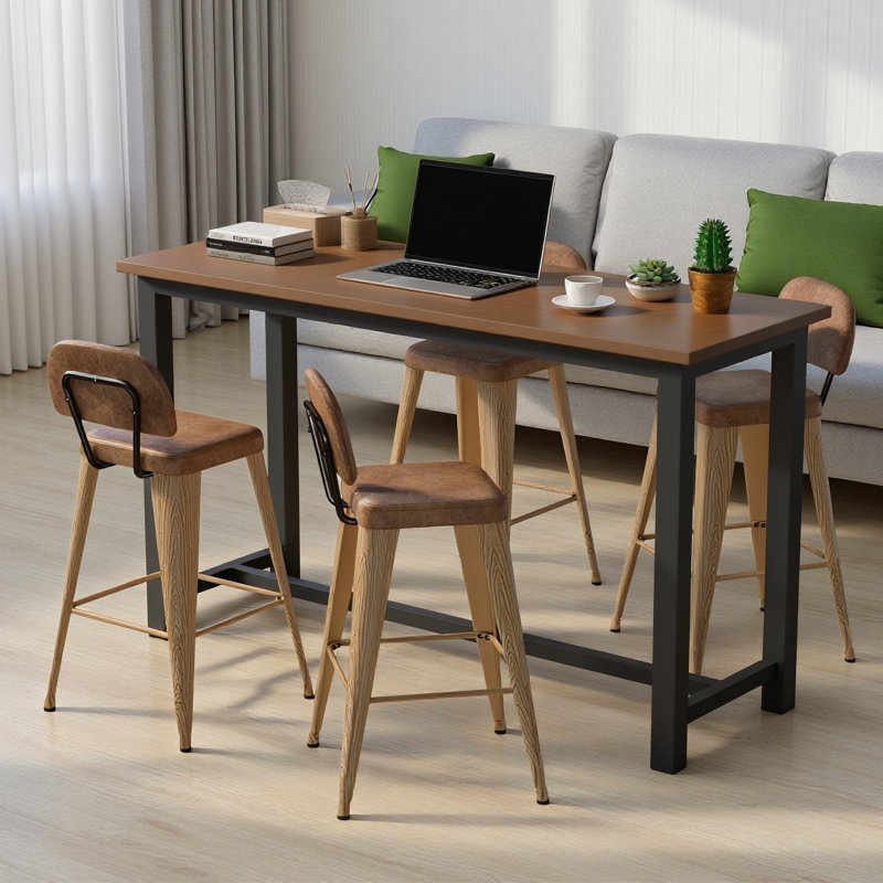 Upholstered Seat Counter Stools with Metal Frame, Counter Stool (26" Seat Height), Walnut