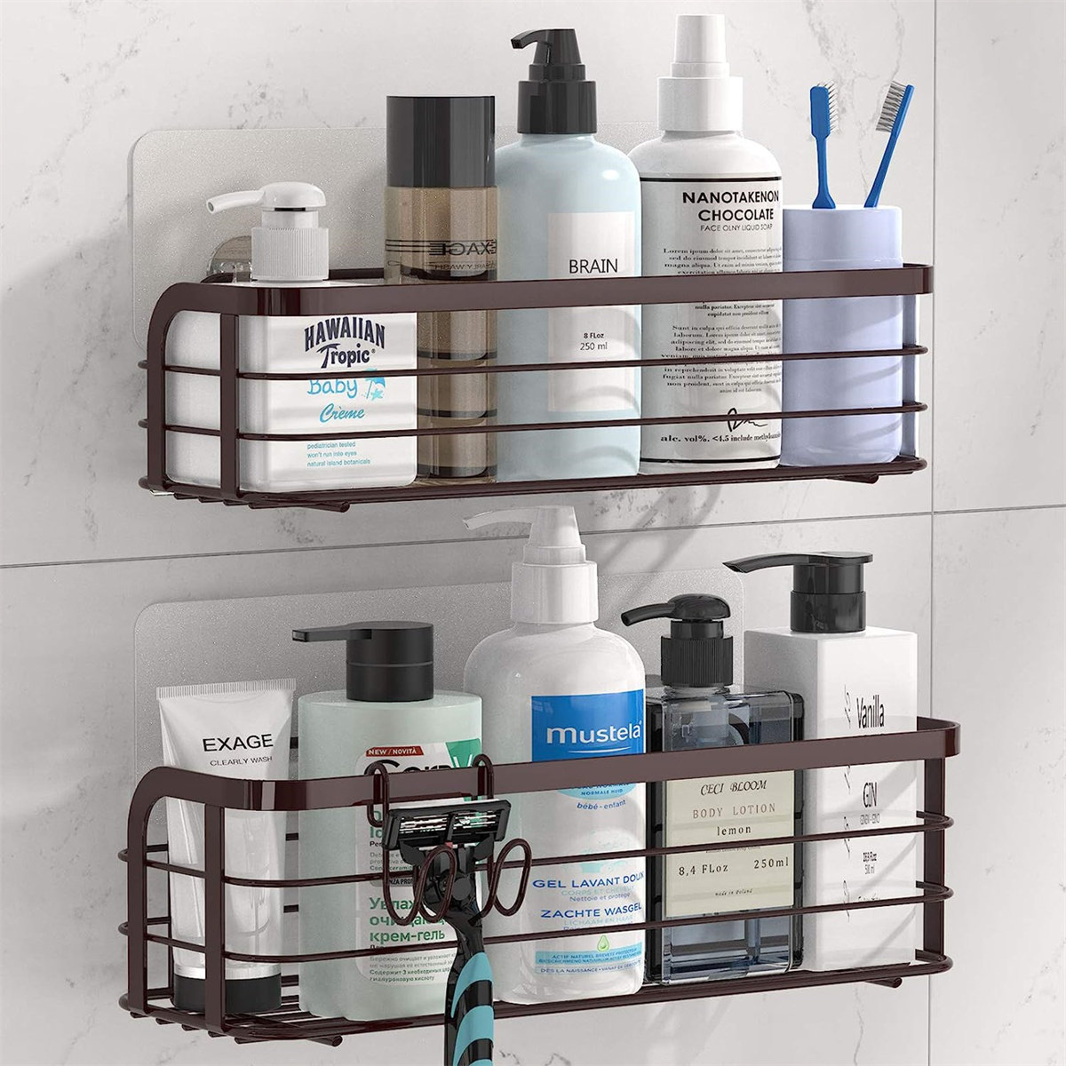 Rebrilliant Arinola Metal Adhesive Bathroom Shelves