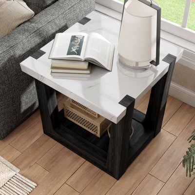 Table de bout moderne en bois avec tablette ouverte Niangua