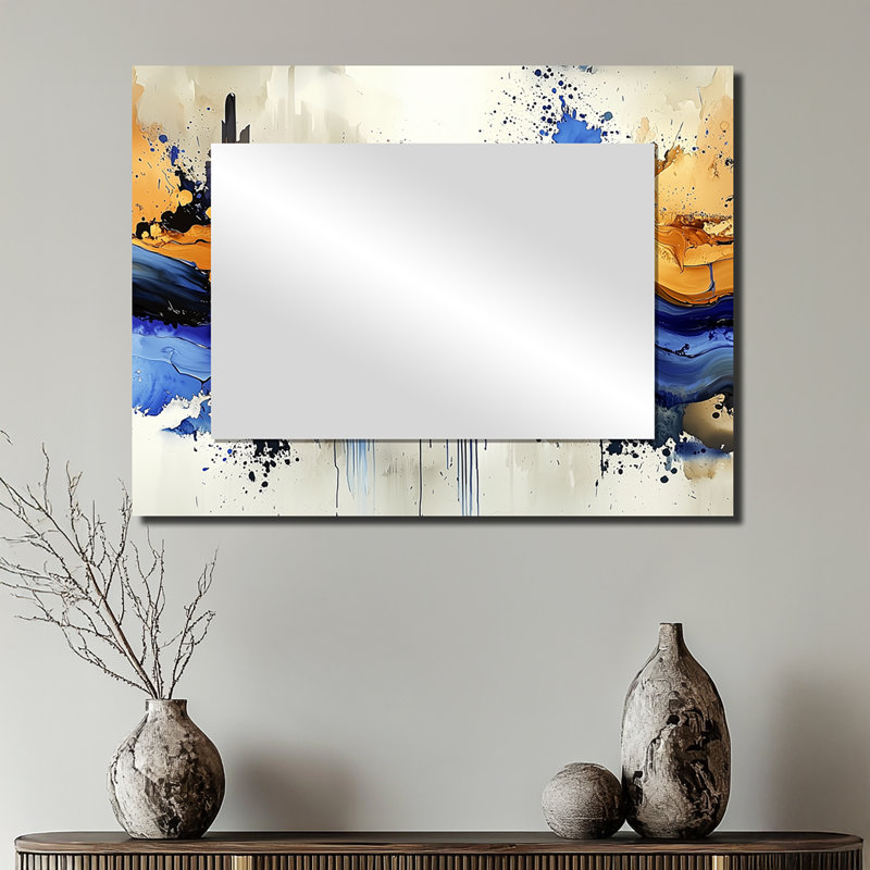 «Golden Aqua liquid Ink Forest II», art mural miroir abstrait de paysage, imprimé sur métal, 24 po x 32 po