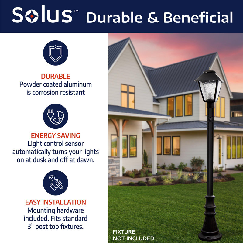 Solus 6 ft. Surface Mount Lamp Post with Dusk-to-Dawn Photocell Sensor and Decorative Base Cover