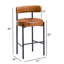Tabouret de bar moderne en similicuir 30 po avec dossier bas incurvé et structure en métal-354249215-354249209