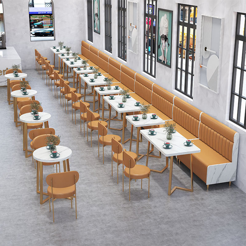 Banc rembourré en similicuir Light Luxury Cafe, Orange