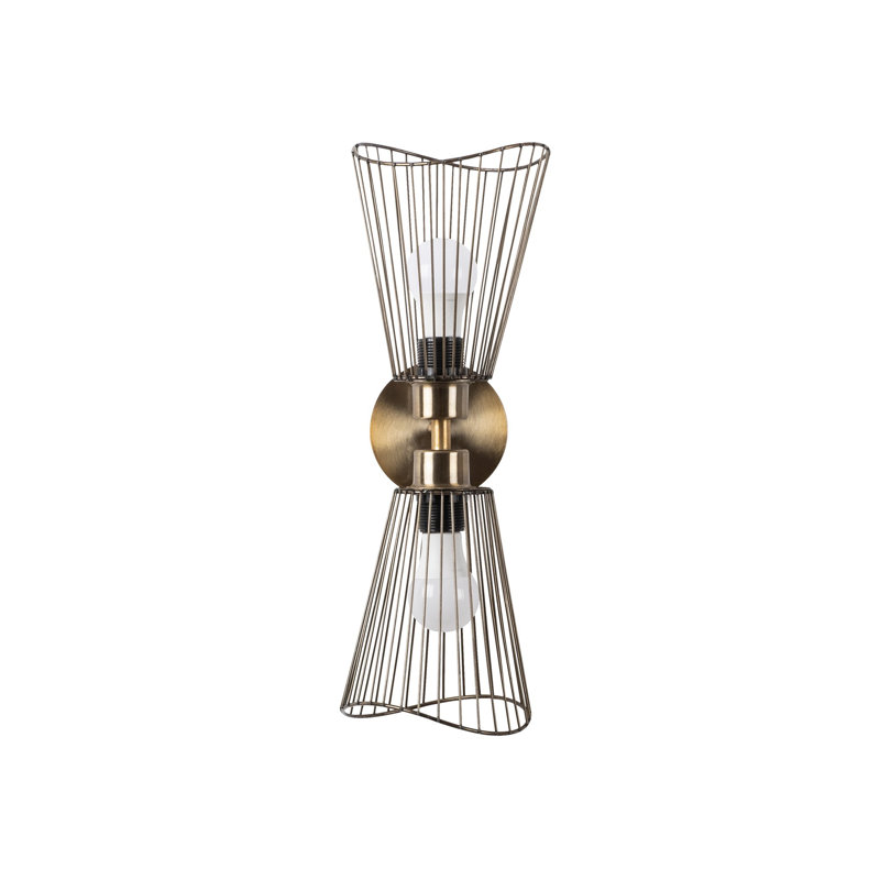 Modern Vintage Wall Lamp, Metal Body, 6.3 x 6.3 inches | Height: 18.9 inches, Cap Diameter: 6.3 inches, Cap Height: 7.9 inches | 2 x E27 Socket, Max 40W | Scandinavian Glam Design for Home Decor & Lighting