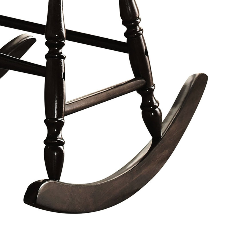 Chaise berçante noire élégante avec artisanat complexe - 45,13 po Hauteur du dossier en bois d'hévéa de style classique pour la tranquillité dans la maison 33,16 de largeur