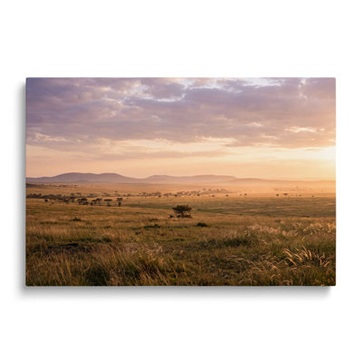 Multicolore, peinture de paysage de coucher de soleil savane africaine, art mural peint pour le salon, la salle à manger et la chambre à coucher