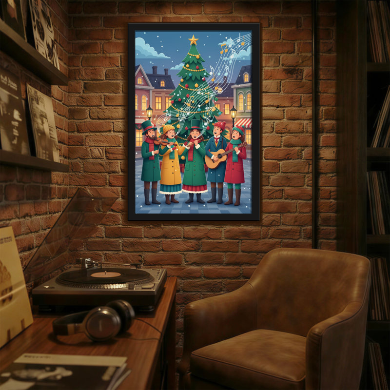 Noël chanteurs de Noël chantant sous un arbre, H 18 po x l 12 po