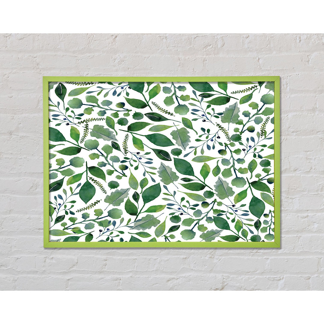 Arlinna Green Leafy Pattern - Einzelner Bilderrahmen Kunstdrucke