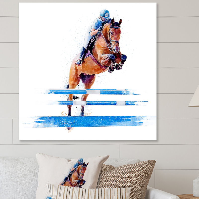 Art mural sur toile Jockey, Cadre photo noir, H 16 po x l 16 po x P 1 po