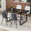 Élégante expérience culinaire avec table en MDF en marbre noir et chaises en cuir PU pour les réunions de famille