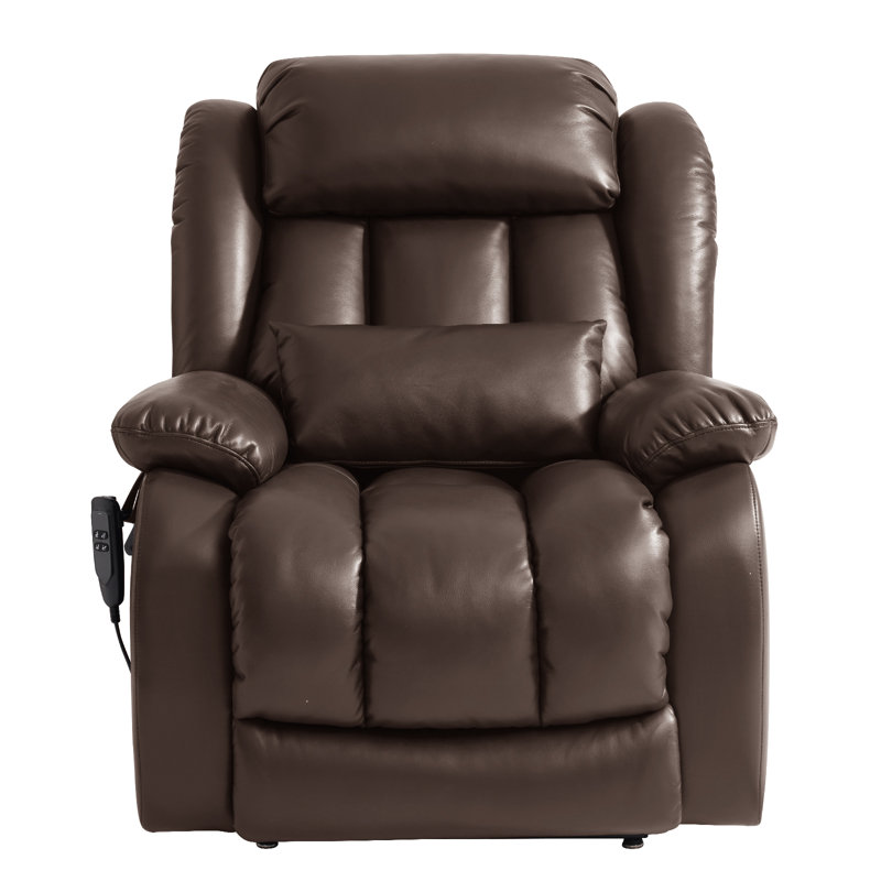 Fauteuil inclinable Power Lift à deux moteurs, fauteuils inclinables à plat à 180 ° pour adultes et personnes âgées avec chaleur et massage, grand, type C, coussin lombaire pour le salon, cuir (brun)