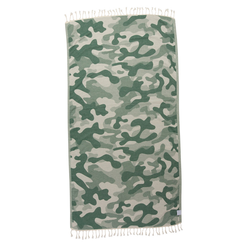 Chanyah Camouflage Organic Turkish Cotton Bath & Beach Towel, 66" x 36", Green