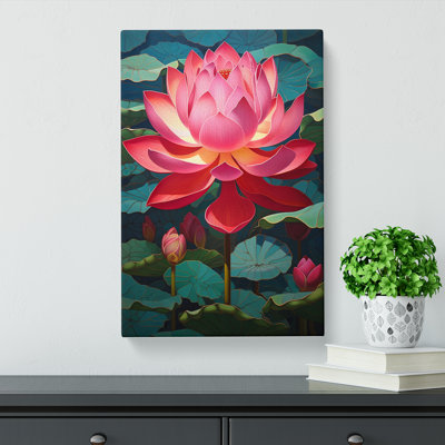 Lotus Flower Hard Edge - Wrapped Canvas