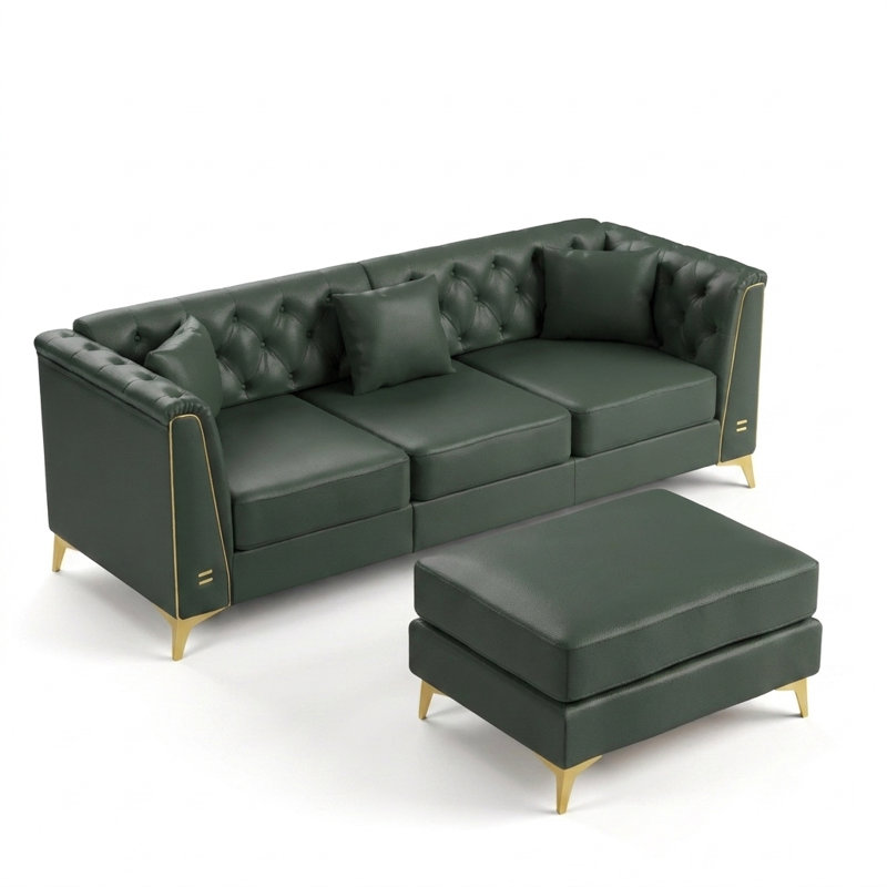Canapé Chesterfield 81,5 po Mid-Century, Green