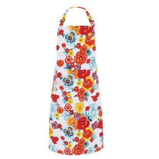 Cheers.US Women Floral Apron Adjustable Flower Kitchen Aprons