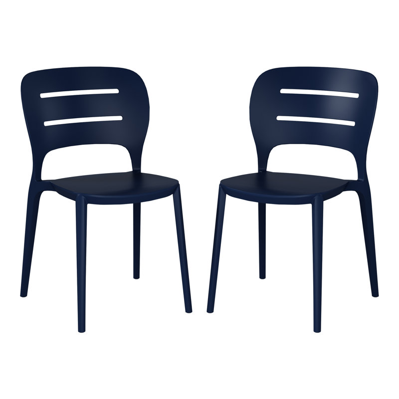 Ensemble de 2 chaises de patio empilables, 2, Navy