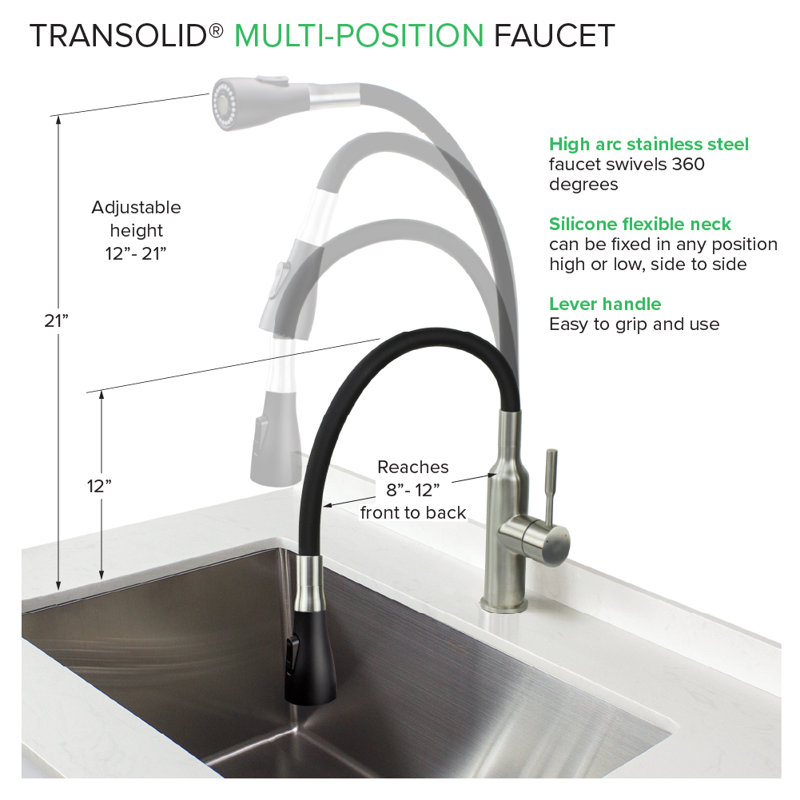 Flexible Multi-Function Faucet Single-Hole Laundry Faucet, Brushed Nickel/Matte Black