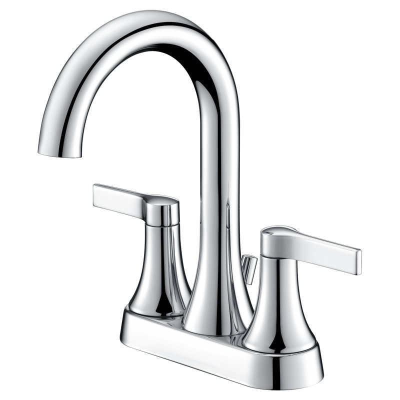 Davvid Two-Handle Centerset Bathroom Faucet with Drain Assembly - Chrome Polished, Chrome Polished 