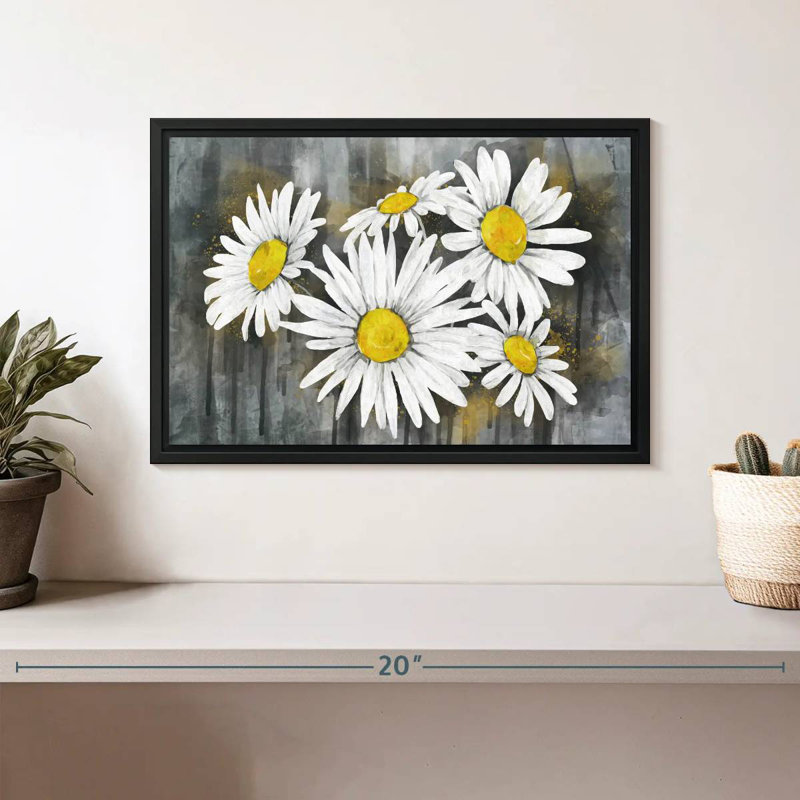 Bouquet de marguerites, Cadre flottant noir, 13 po x 9 po
