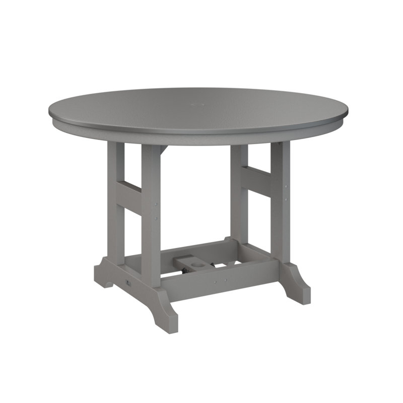 Table de bar ronde Berlin Garden, Acier inoxydable martelé, Gris clair, H 39,5 po x l 48 po x P 48 po